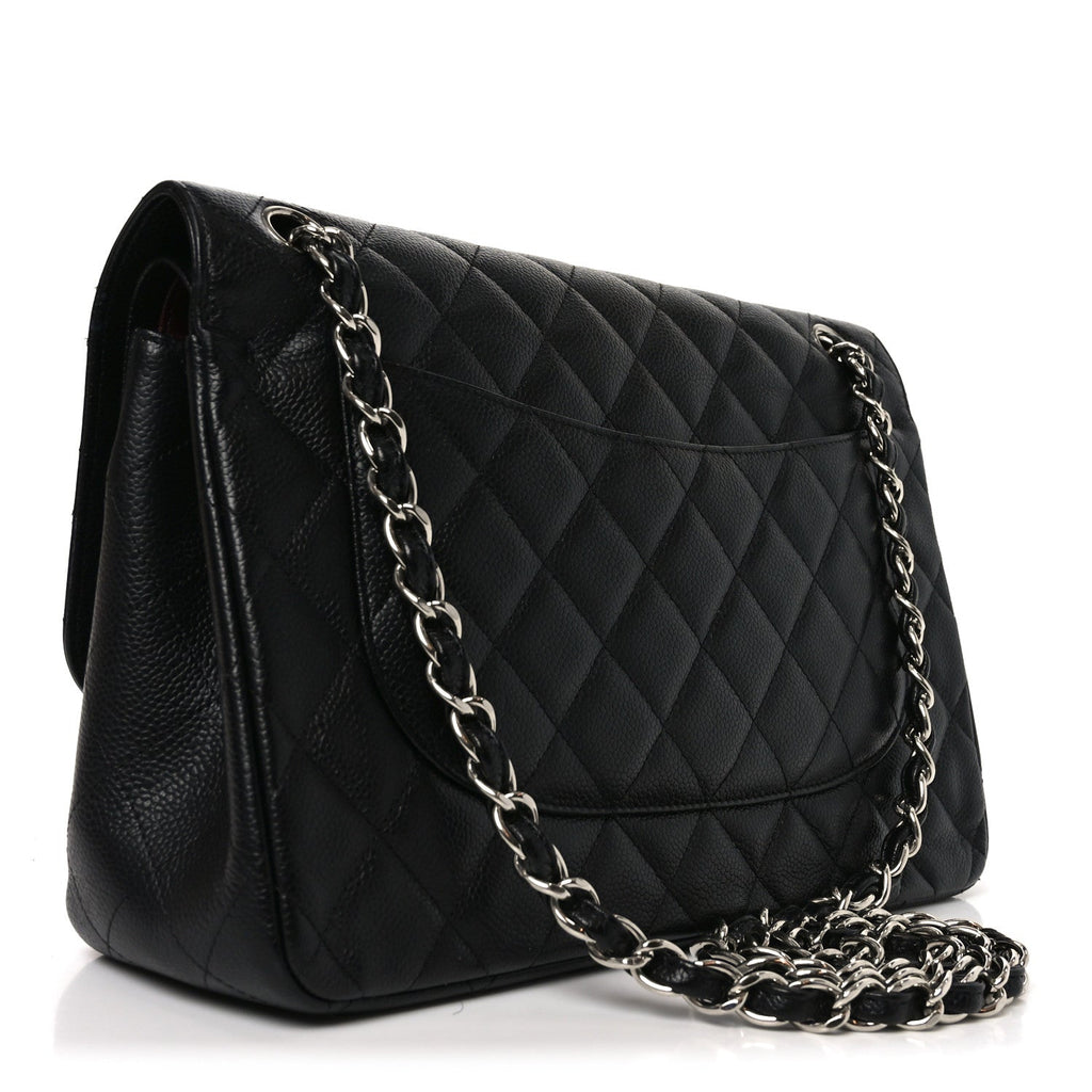 Caviar Quilted Jumbo Double Flap Black
