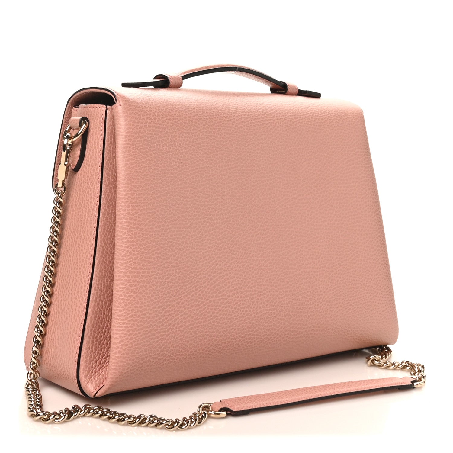 Dollar Calfskin Medium Interlocking G Top Handle Shoulder Bag Soft Pink