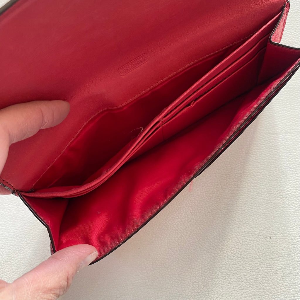 COACH Saffiano Leather Companion Wallet Red