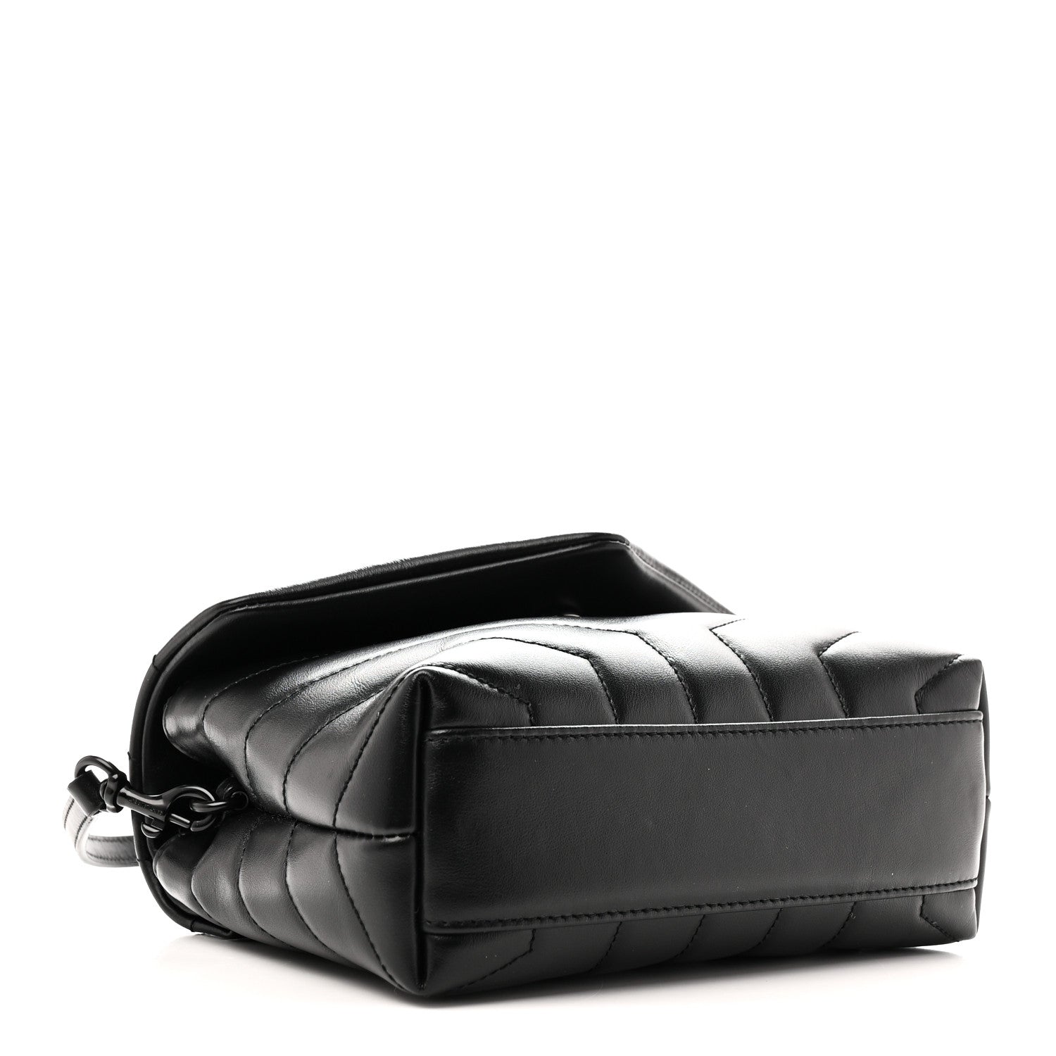 Calfskin Y Quilted Monogram Monochrome Toy Loulou Crossbody Bag Black