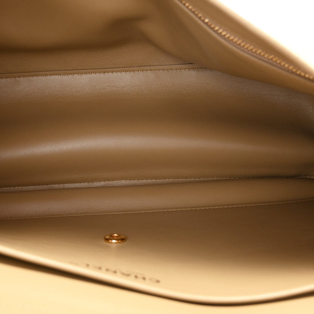 Suede Calfskin Small Souplissimo Maxi Flap Dark Beige
