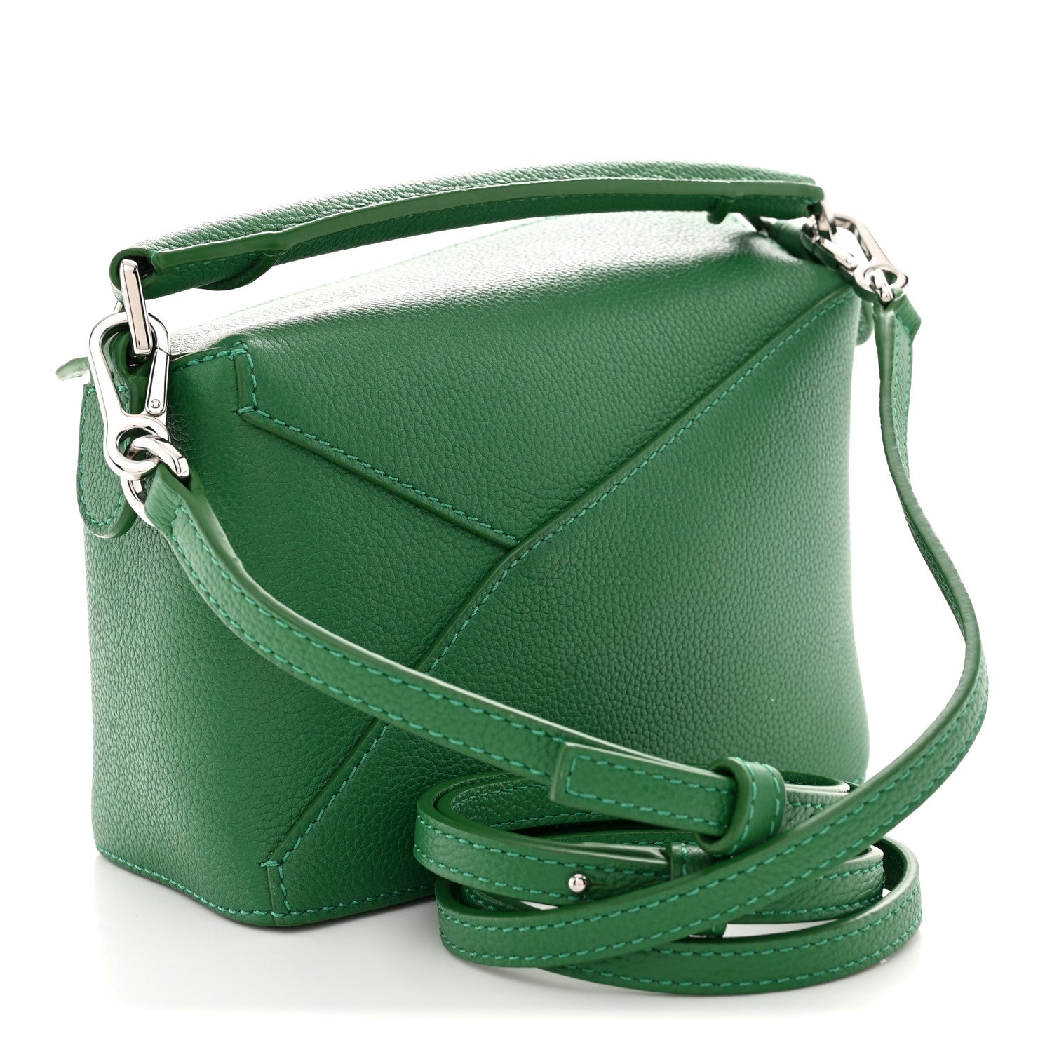Calfskin Small Puzzle Edge Bag Tropical Green