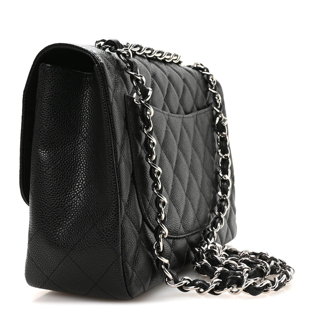 Caviar Quilted Jumbo Single Flap Black