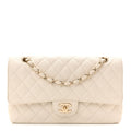 Caviar Quilted Medium Double Flap White