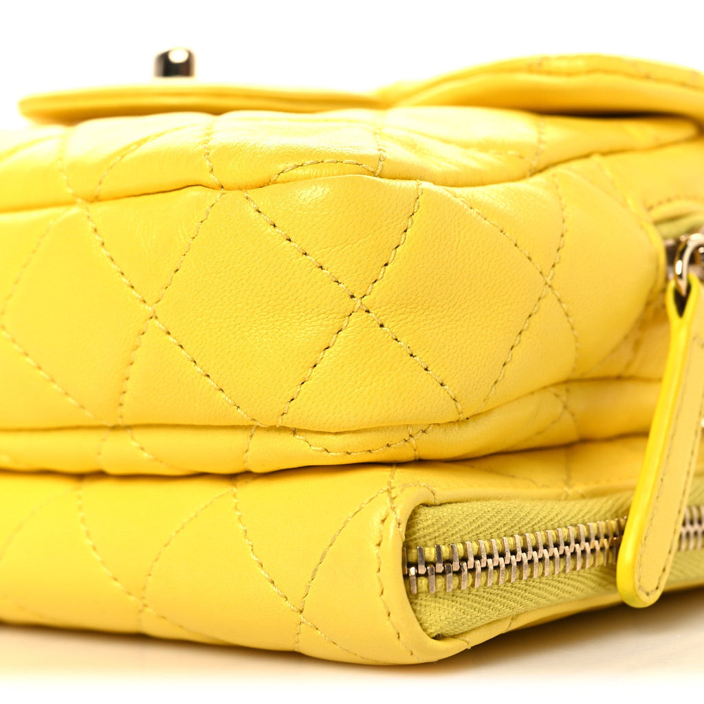 Lambskin Quilted New Mini Flap Yellow