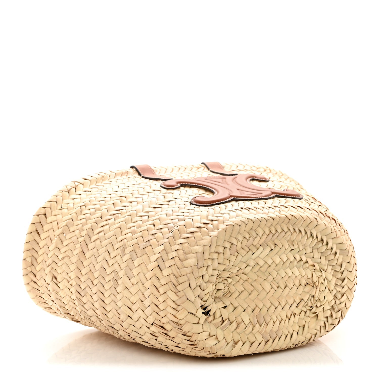 Raffia Calfskin Triomphe Teen Panier Tan