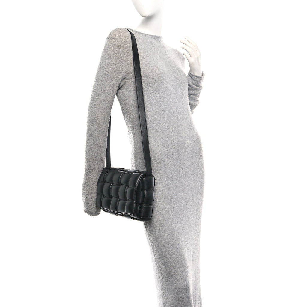 Nappa Maxi Intreccio Padded Cassette Crossbody Bag Black