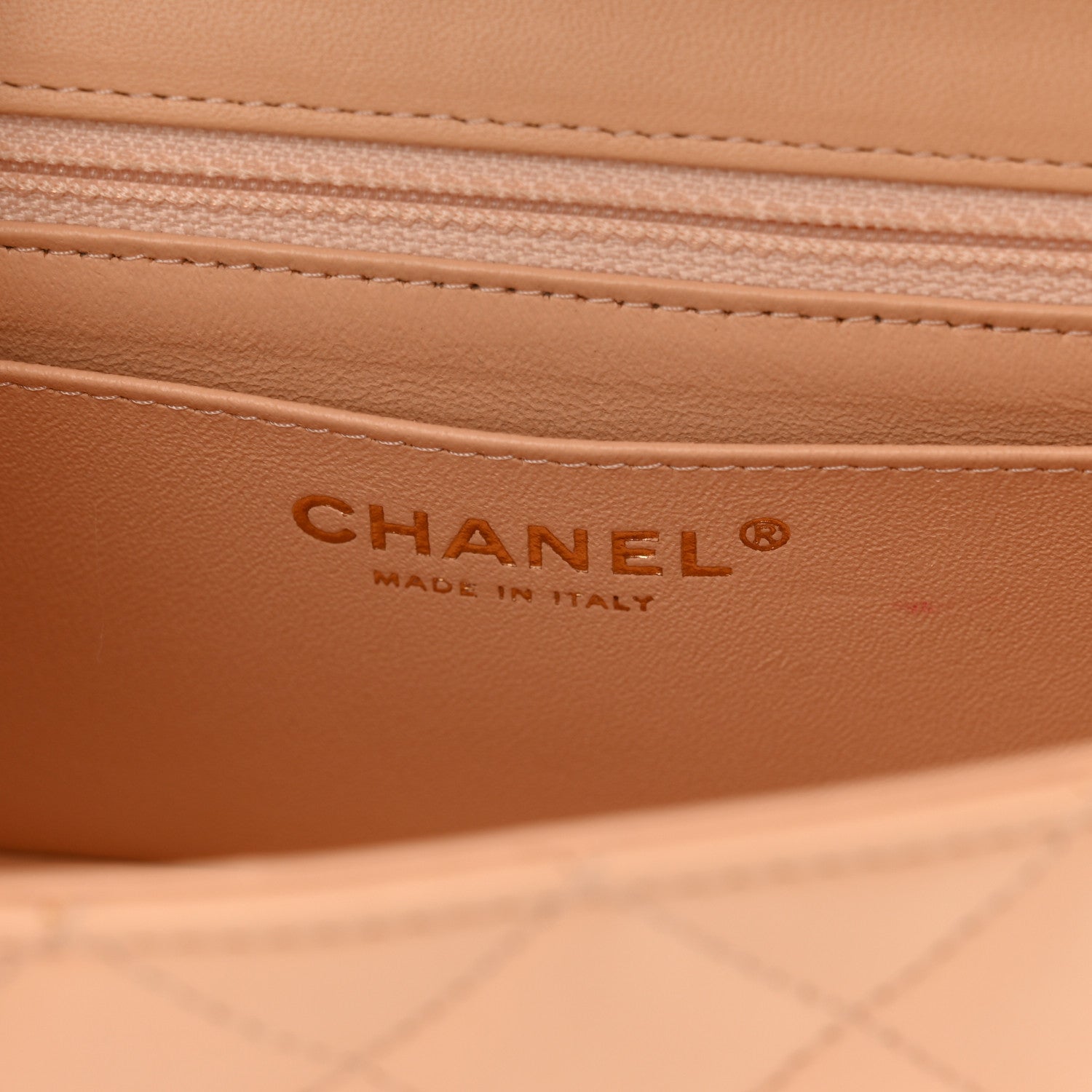 Lambskin Quilted Mini Rectangular Flap Beige