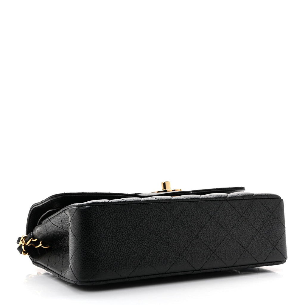 Caviar Quilted Small Double Flap Black