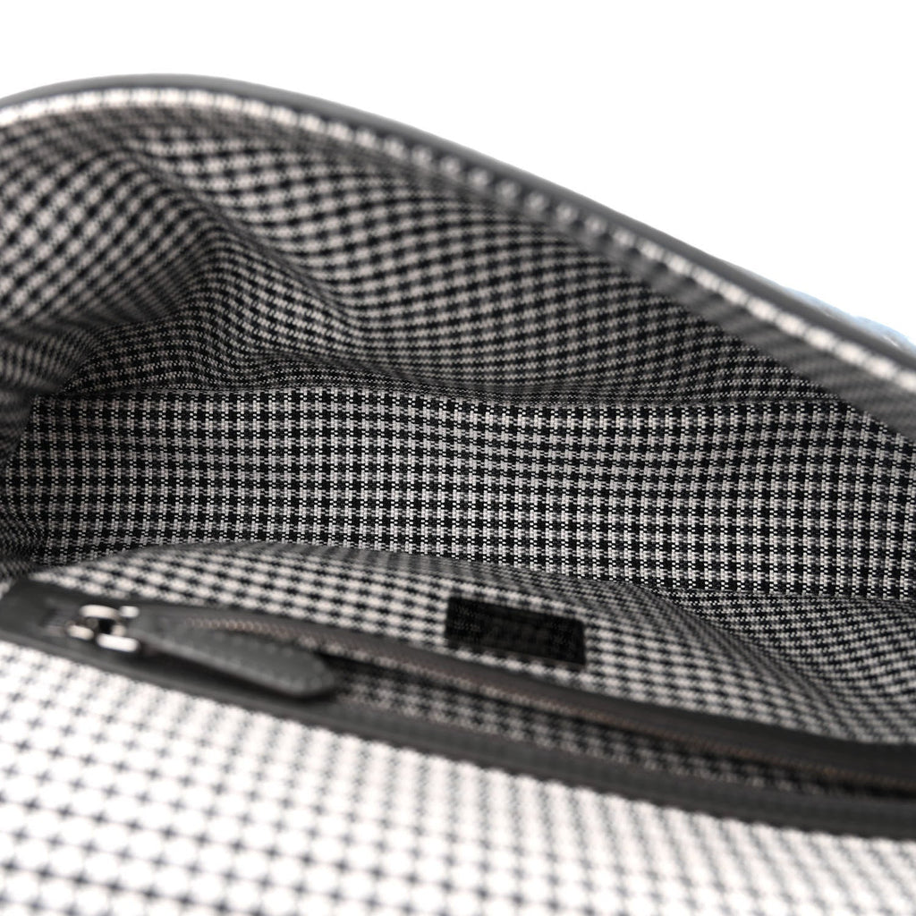 Wool Vitello King Houndstooth FF Embroidered Baguette Grigio Anthracite