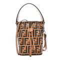 Vitello Liberty F is Fendi Bi-Color FF 1974 Embossed Mini Mon Tresor Bucket Bag Tobaco Orzo