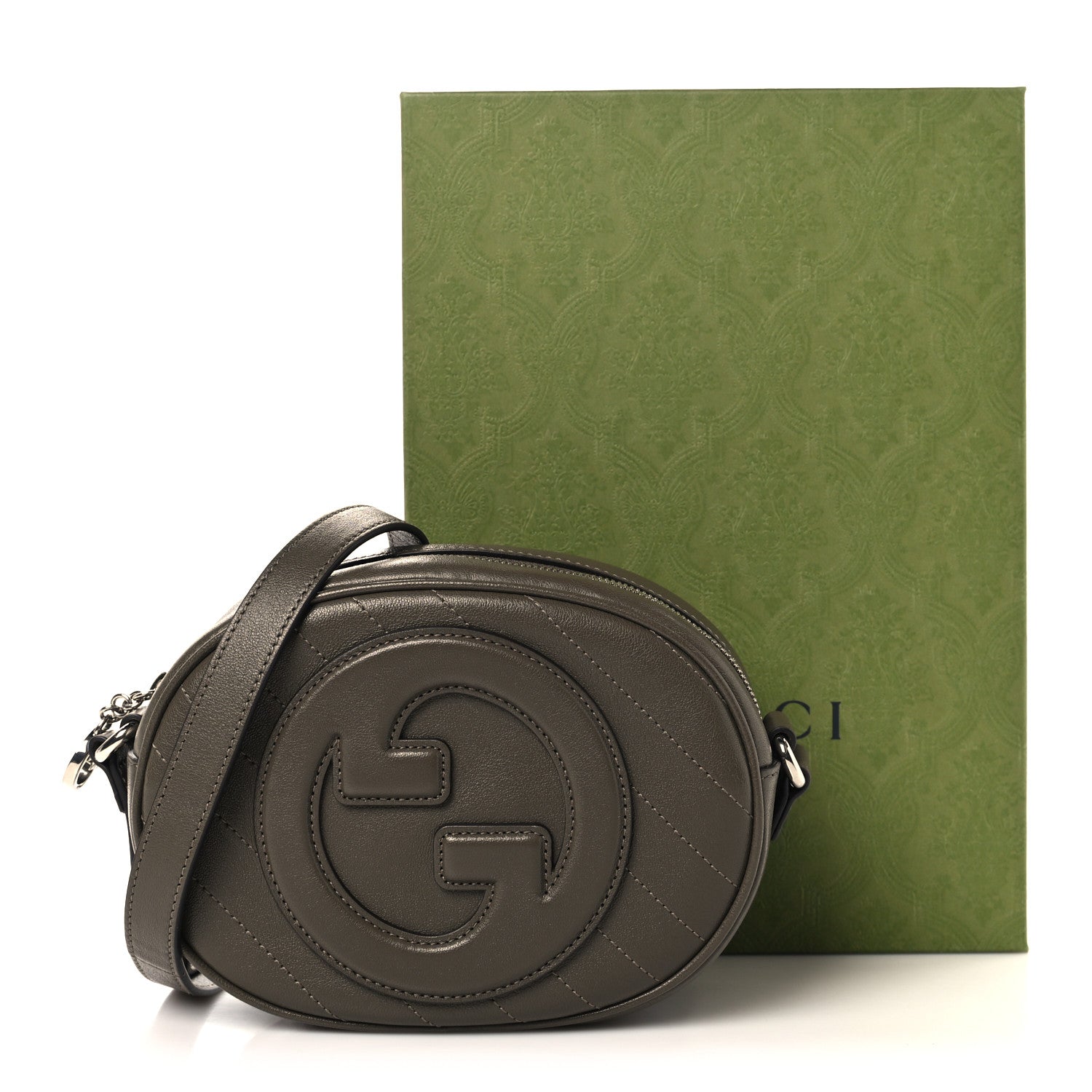 Sakai Be Green Calfskin Diagonal Stitched Mini Blondie Shoulder Bag Craclet Brown