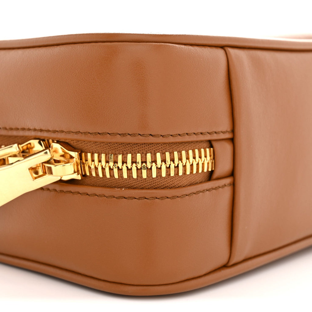 Calfskin Softy Small Beau Contrast Top Handle Bag Cognac