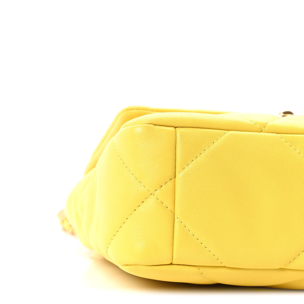 Lambskin Quilted Medium Chanel 19 Flap Yellow