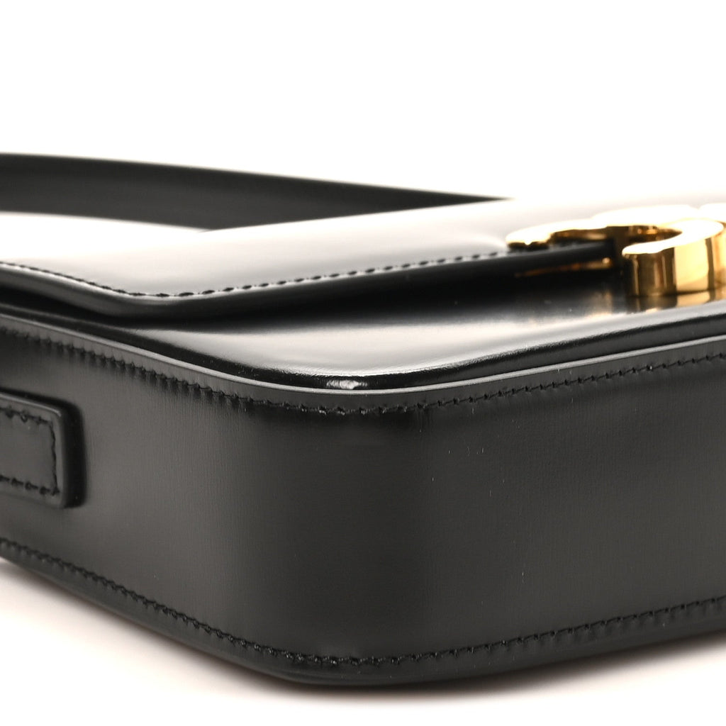 Shiny Calfskin Triomphe Shoulder Bag Black
