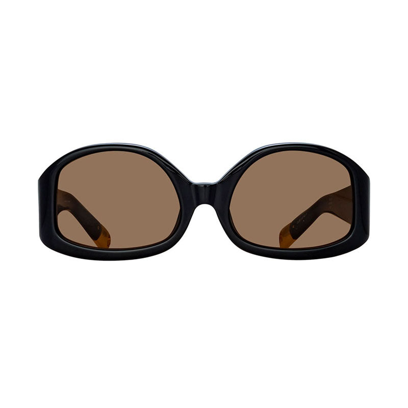 Jacquemus Sunglasses Geometric Full Rim, Shiny Black Frame and Brown Lens JAC/15C1