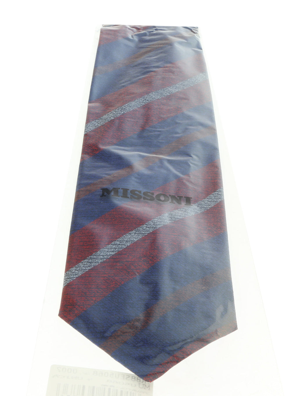 Missoni U5068 Red/Blue Awning 100% Silk Tie