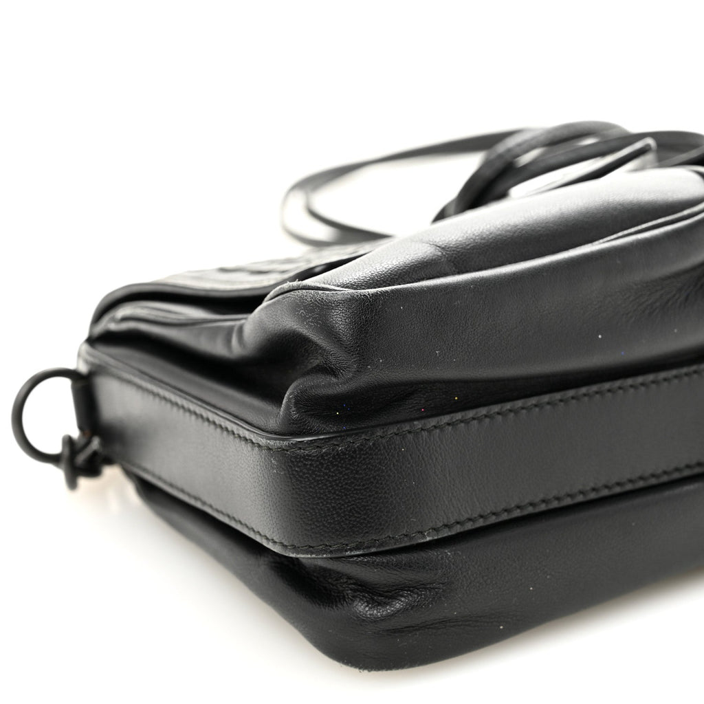 Nappa Intrecciato Small Double Pocket Flap Black