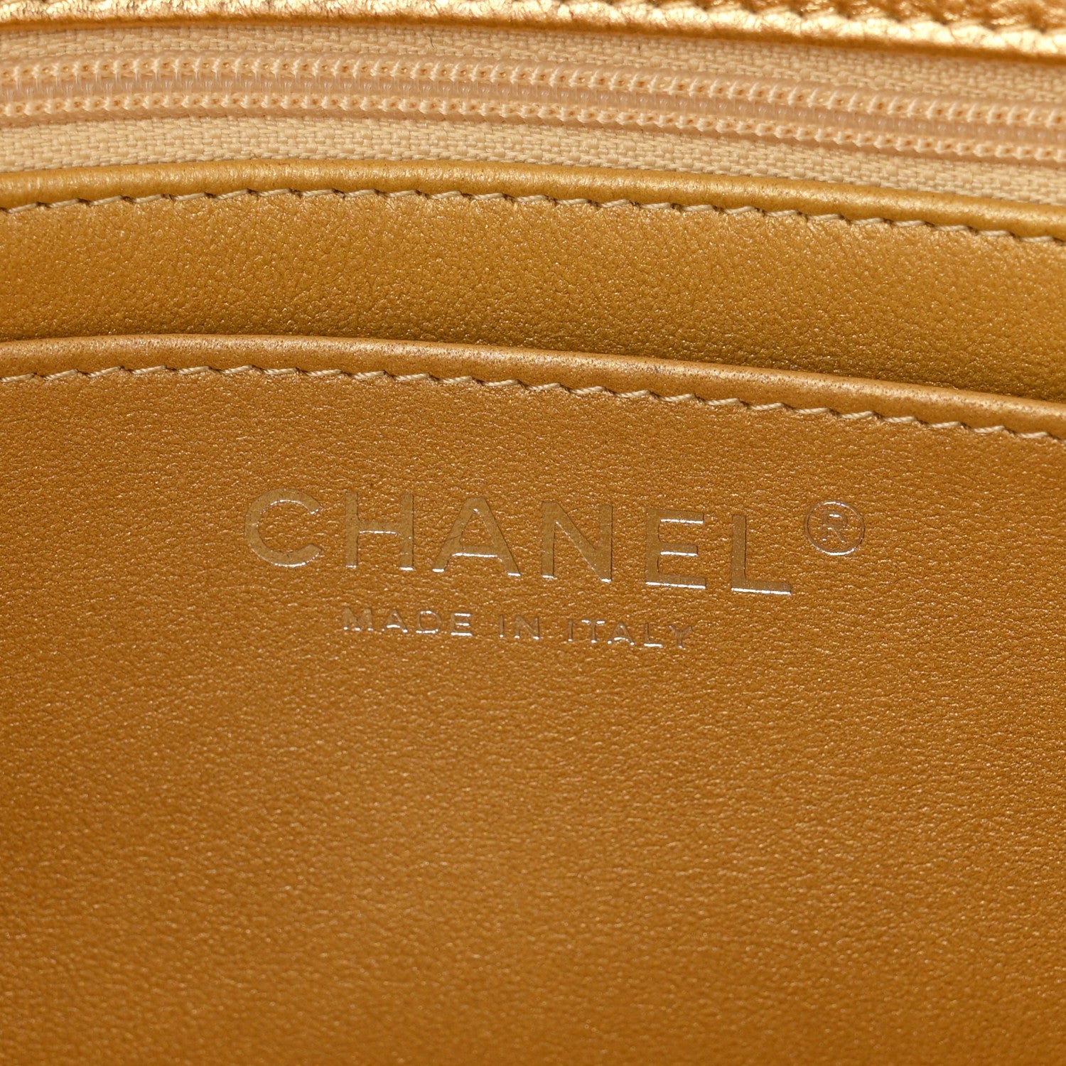 Metallic Caviar Quilted Top Handle East West Flap Gold