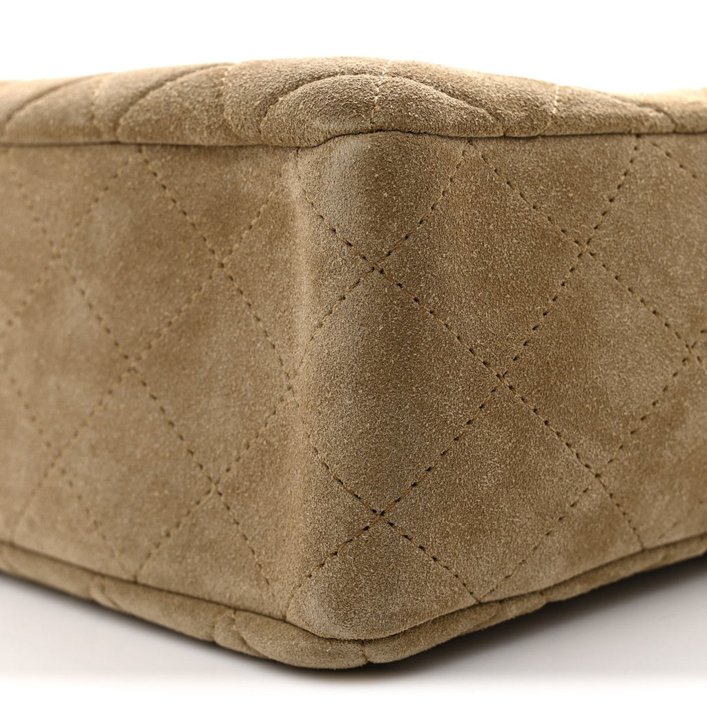 Suede Quilted Camerissimo Case Dark Beige