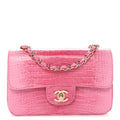 Shiny Alligator Ombre Mini Rectangular Flap Rose
