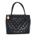 Caviar Quilted Medallion Tote Black