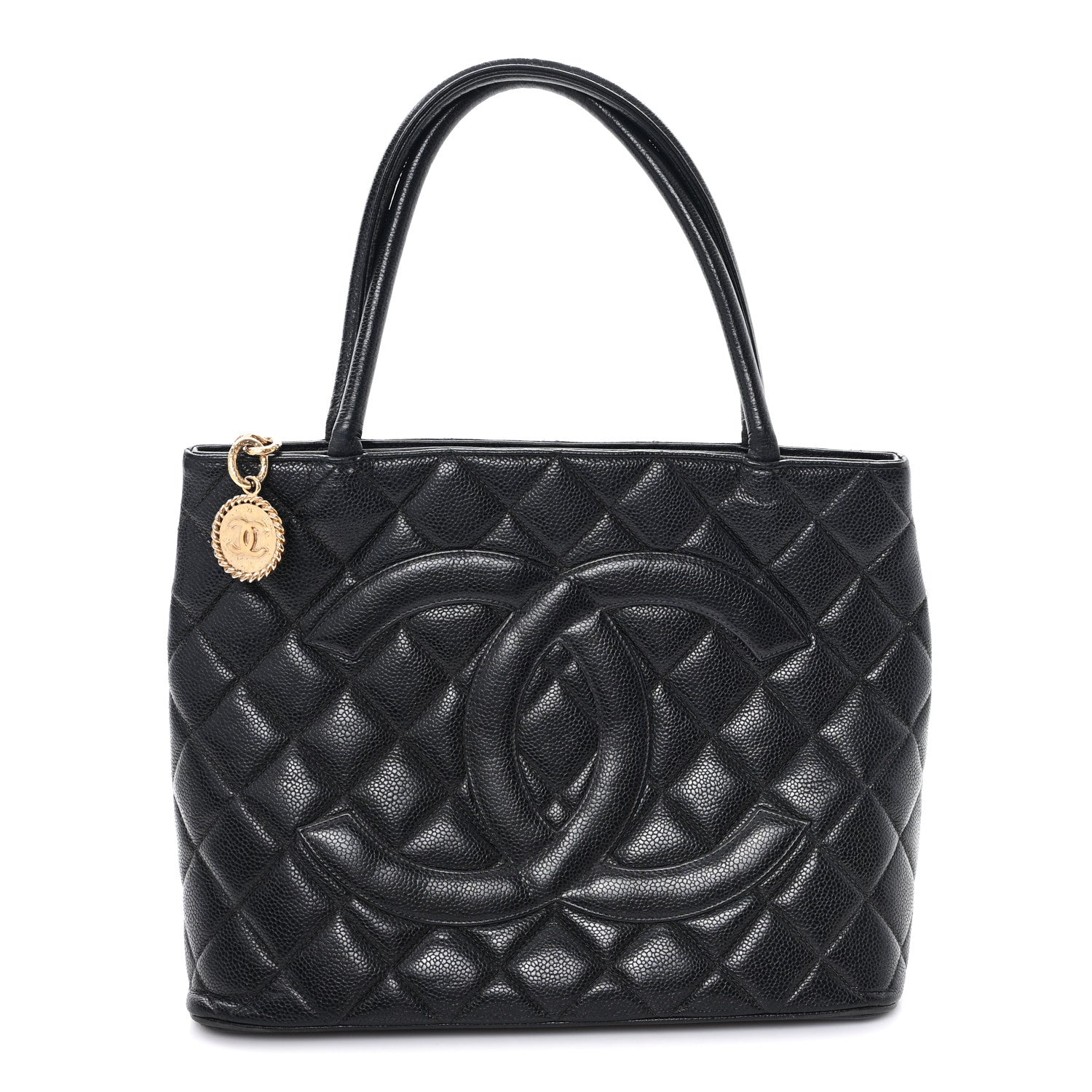 Caviar Quilted Medallion Tote Black