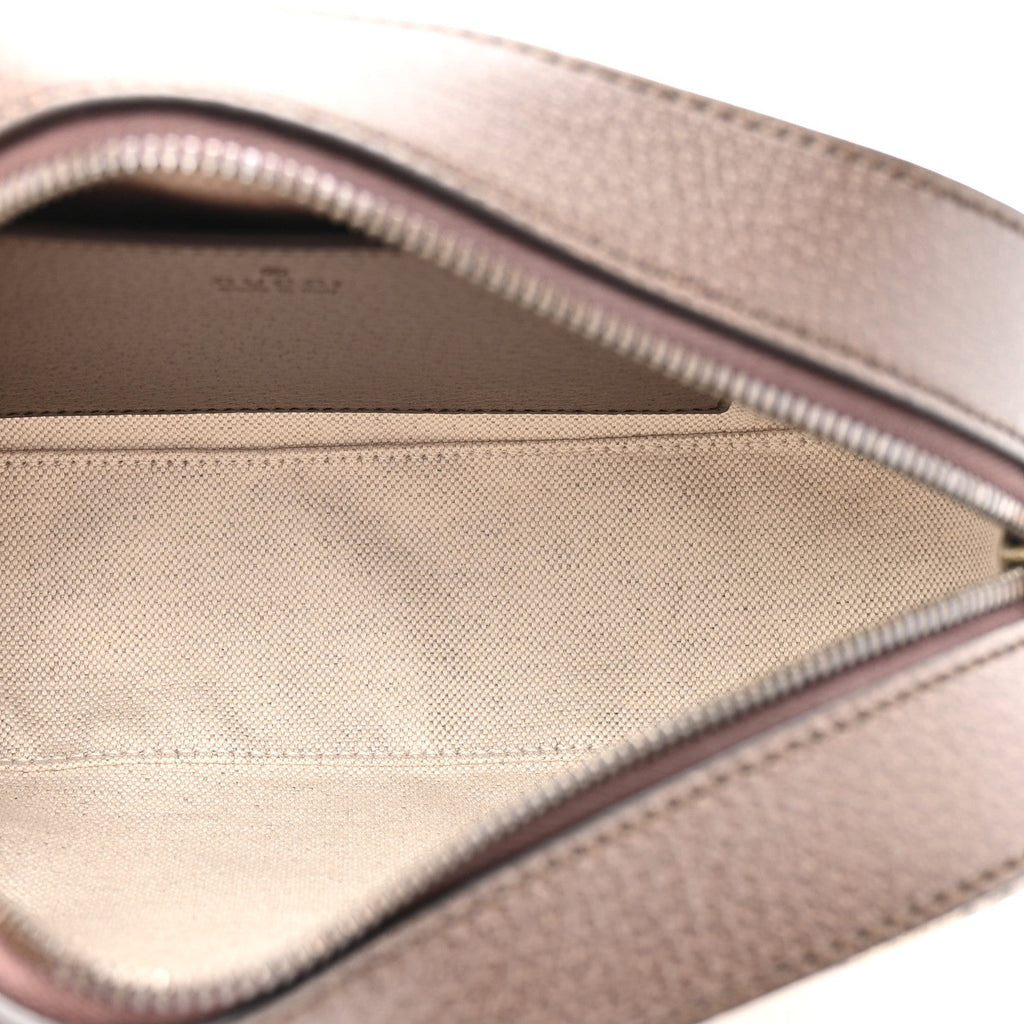 GG Supreme Monogram Textured Dollar Calfskin Web Ophidia Small Crossbody Bag Beige Ebony New Acero