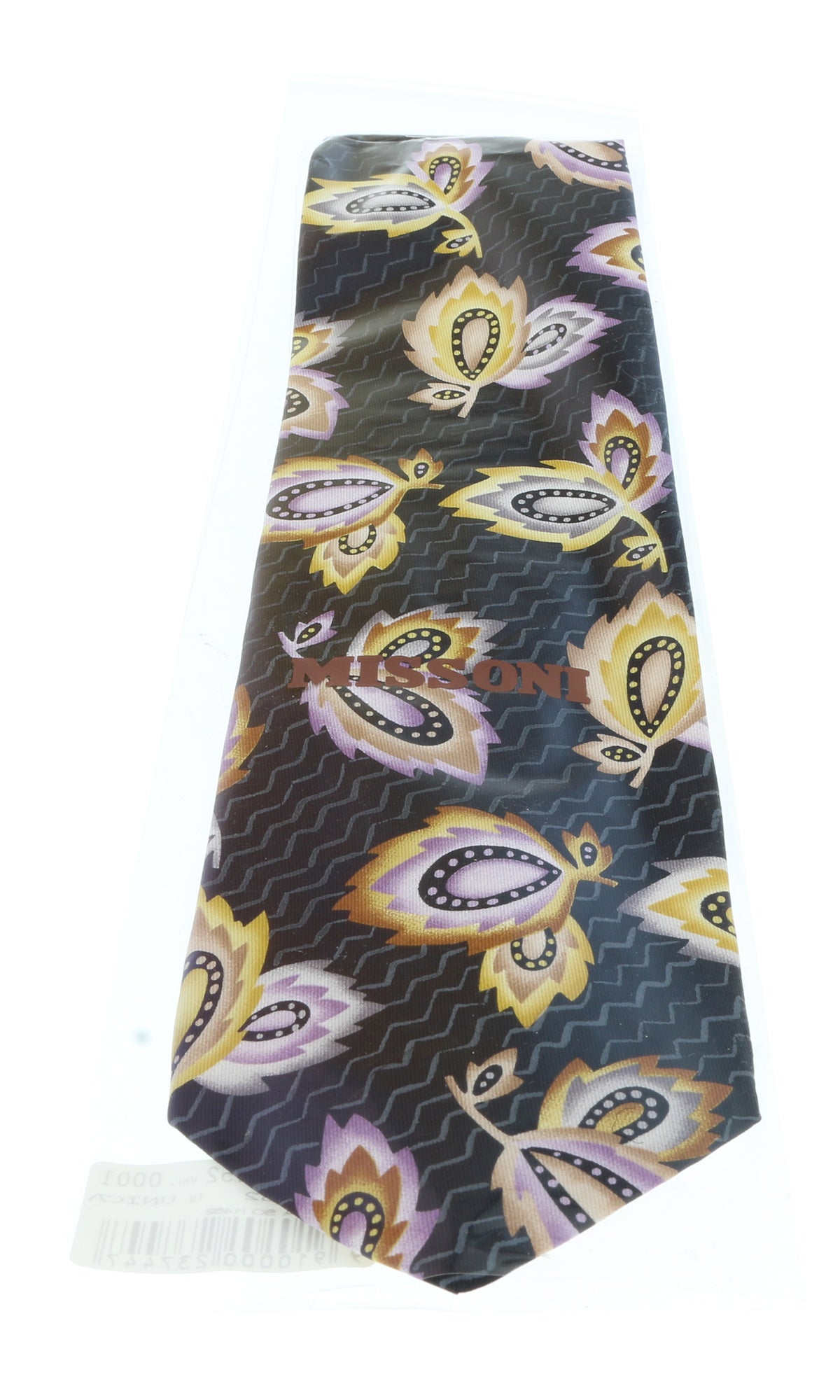 Missoni U1452  Black/Purple Chinoiserie 100% Silk Tie