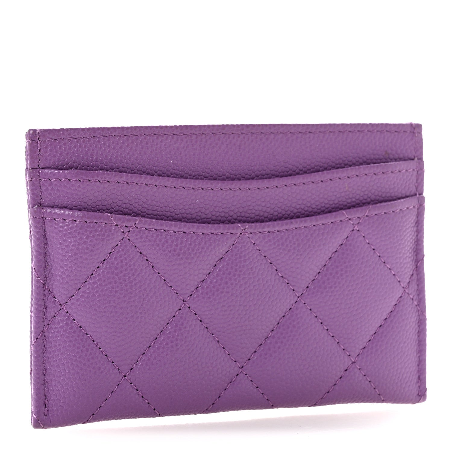 Caviar Quilted Card Holder Purple