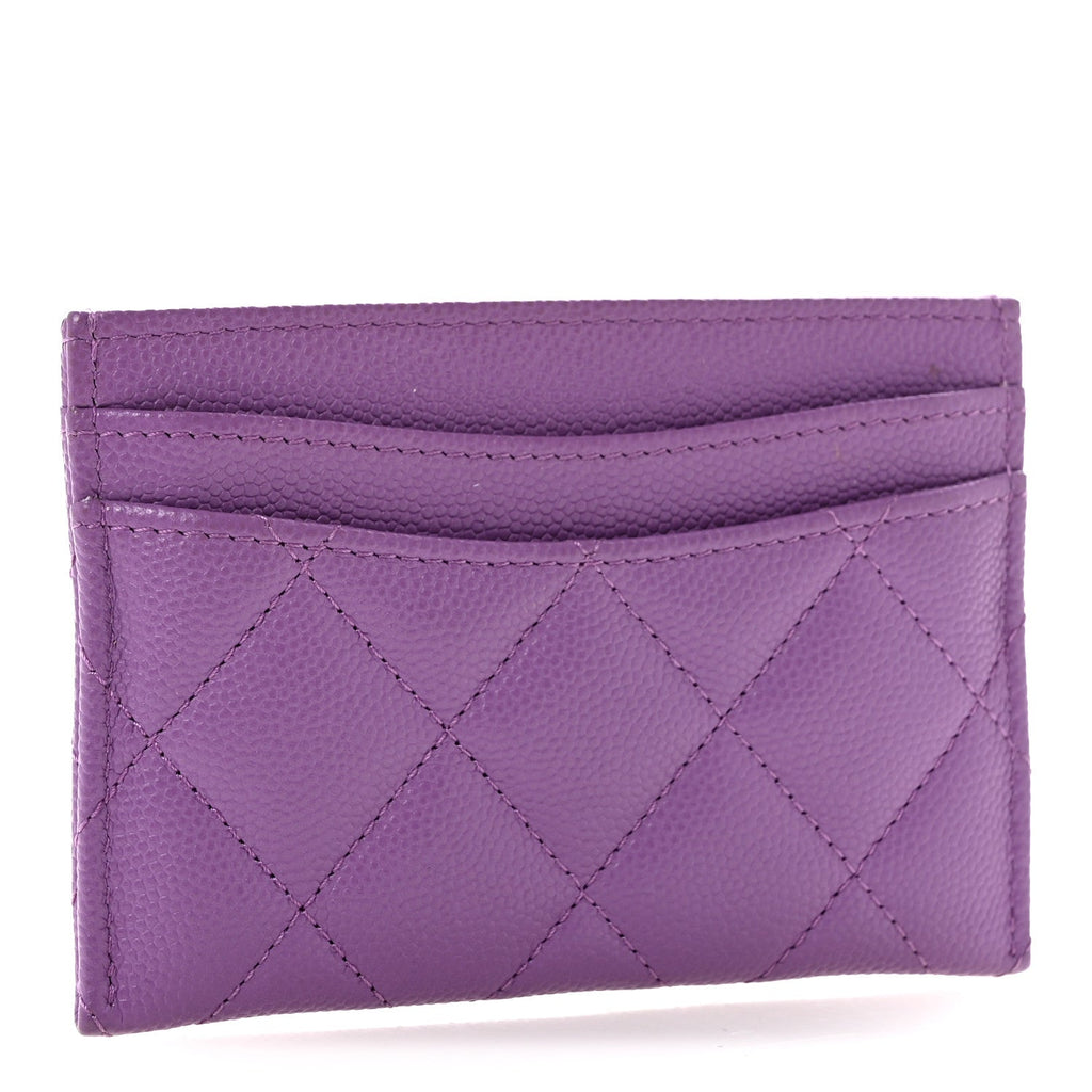 Caviar Quilted Card Holder Purple Purple