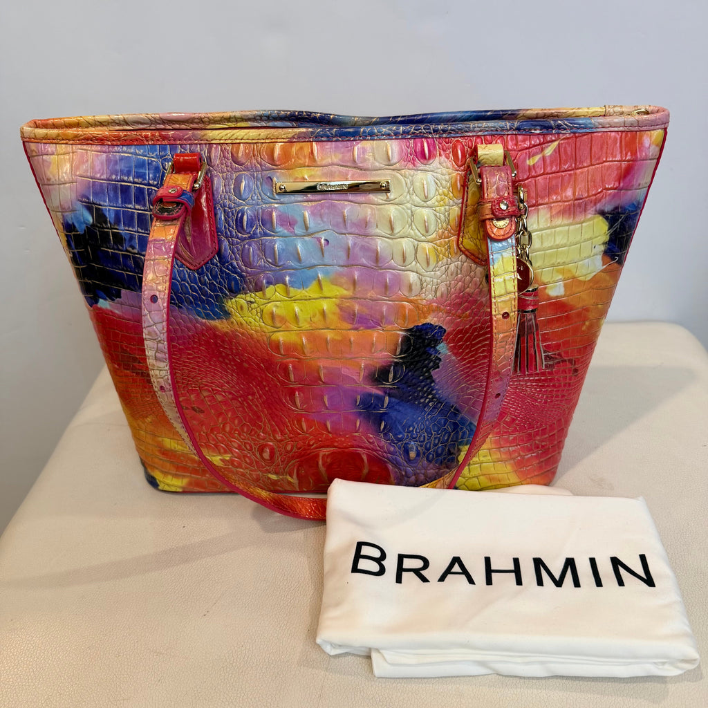 BRAHMIN Medium Asher Dandy Melbourne Croc-Embossed Tote Shoulder Bag NWOT