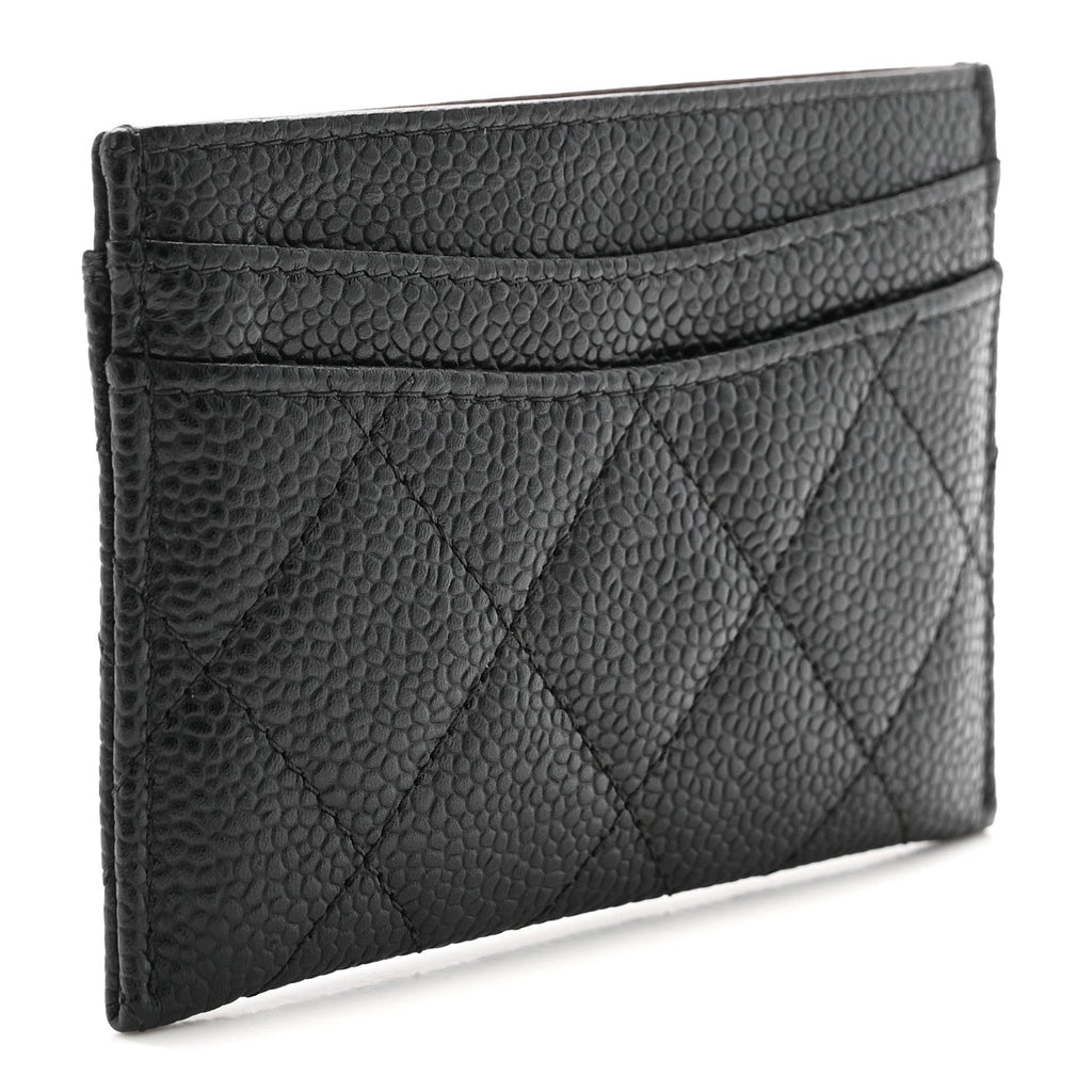 Caviar Quilted Card Holder Black