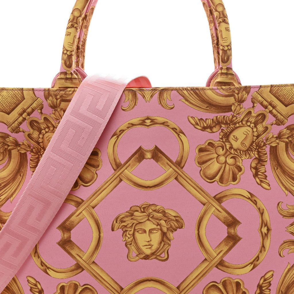 Canvas Baroque Print Medusa Large Tote Pink