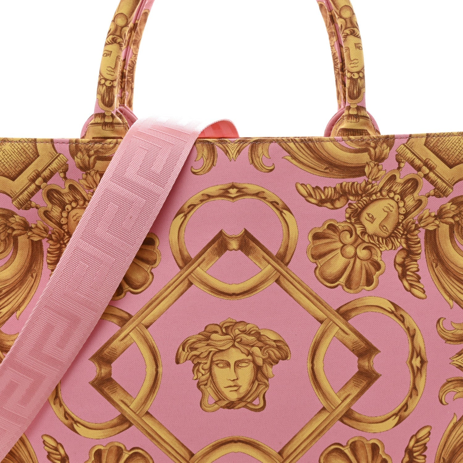 Canvas Baroque Print Medusa Large Tote Pink