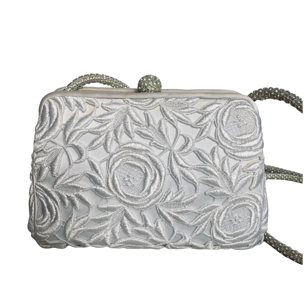 JUDITH LEIBER White/Crystal Shoulder Bag Bridal Handbag