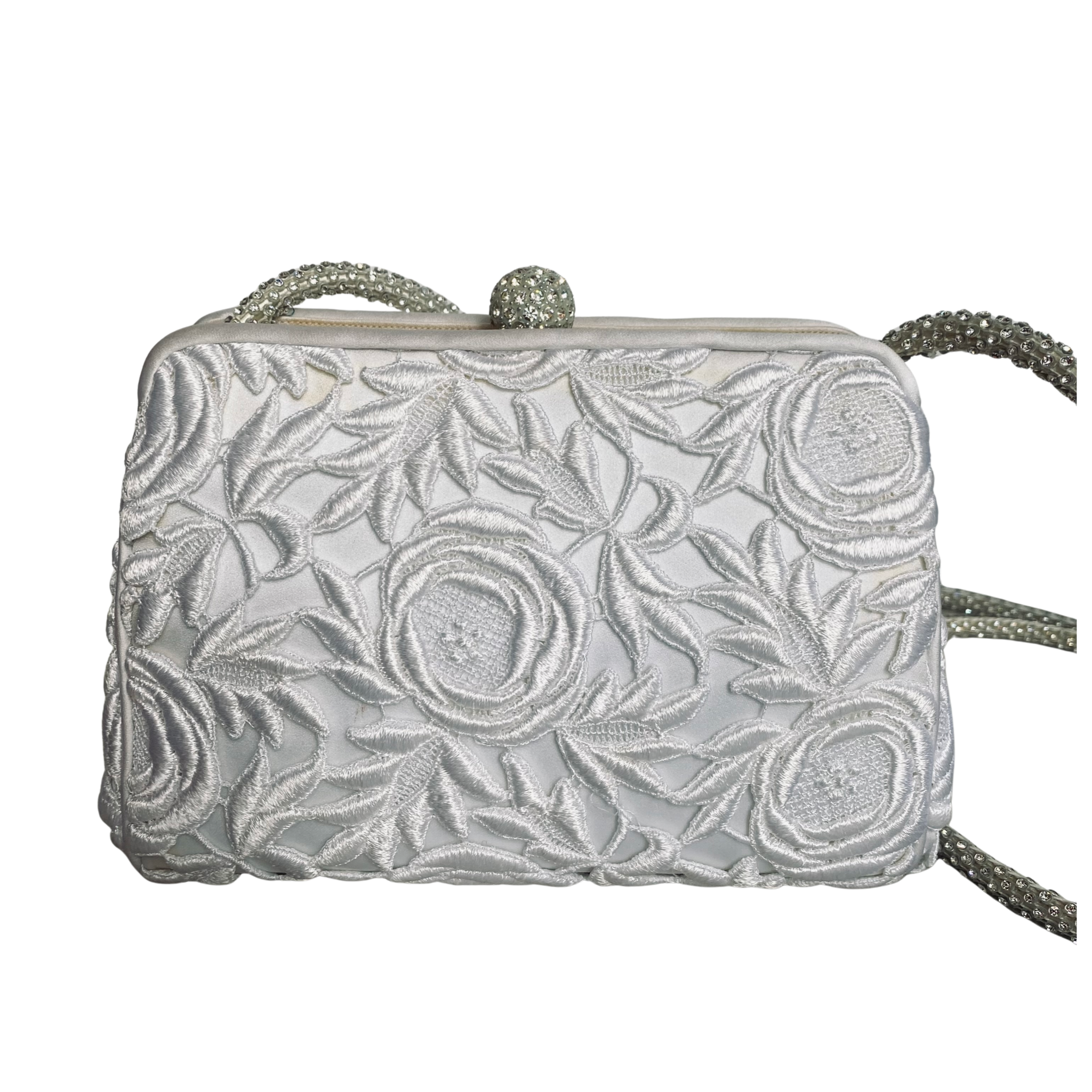 JUDITH LEIBER White/Crystal Shoulder Bag Bridal Handbag