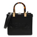 Vitello King Plexiglass Logo Embossed Small Fendi Sunshine Shopper Tote Black