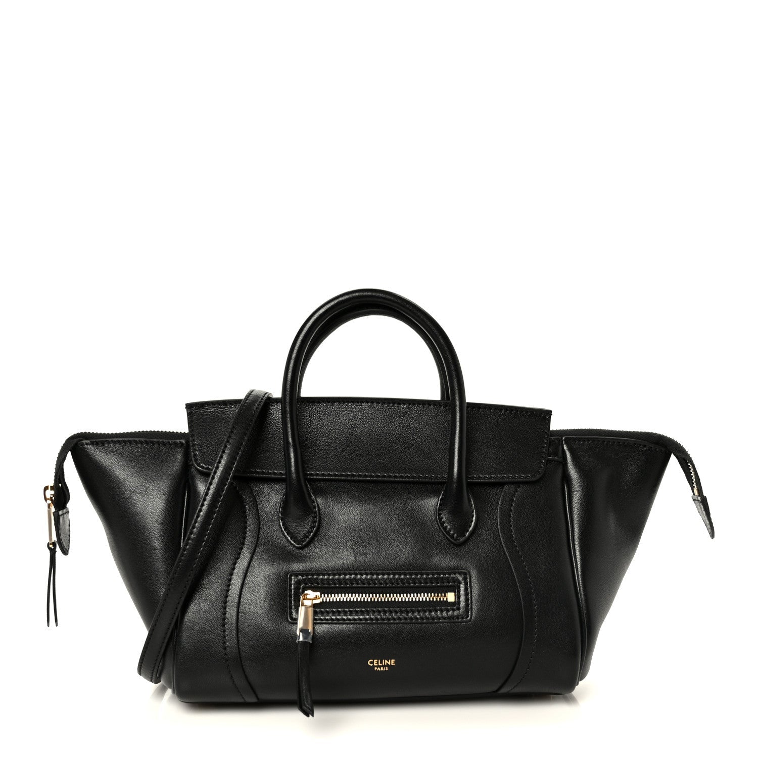 Supple Shiny Lambskin Little New Luggage Black