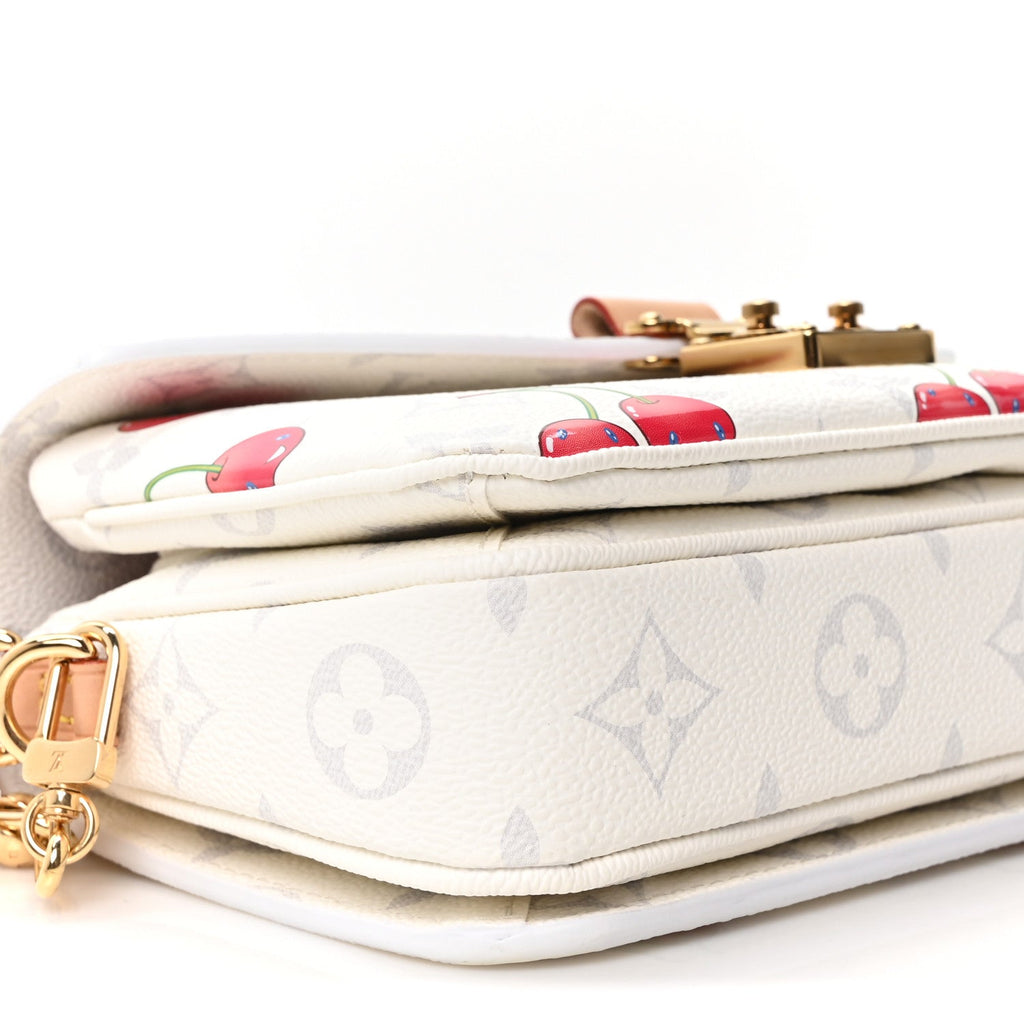 LV X TM Monogram Cerises Pochette Metis East West White