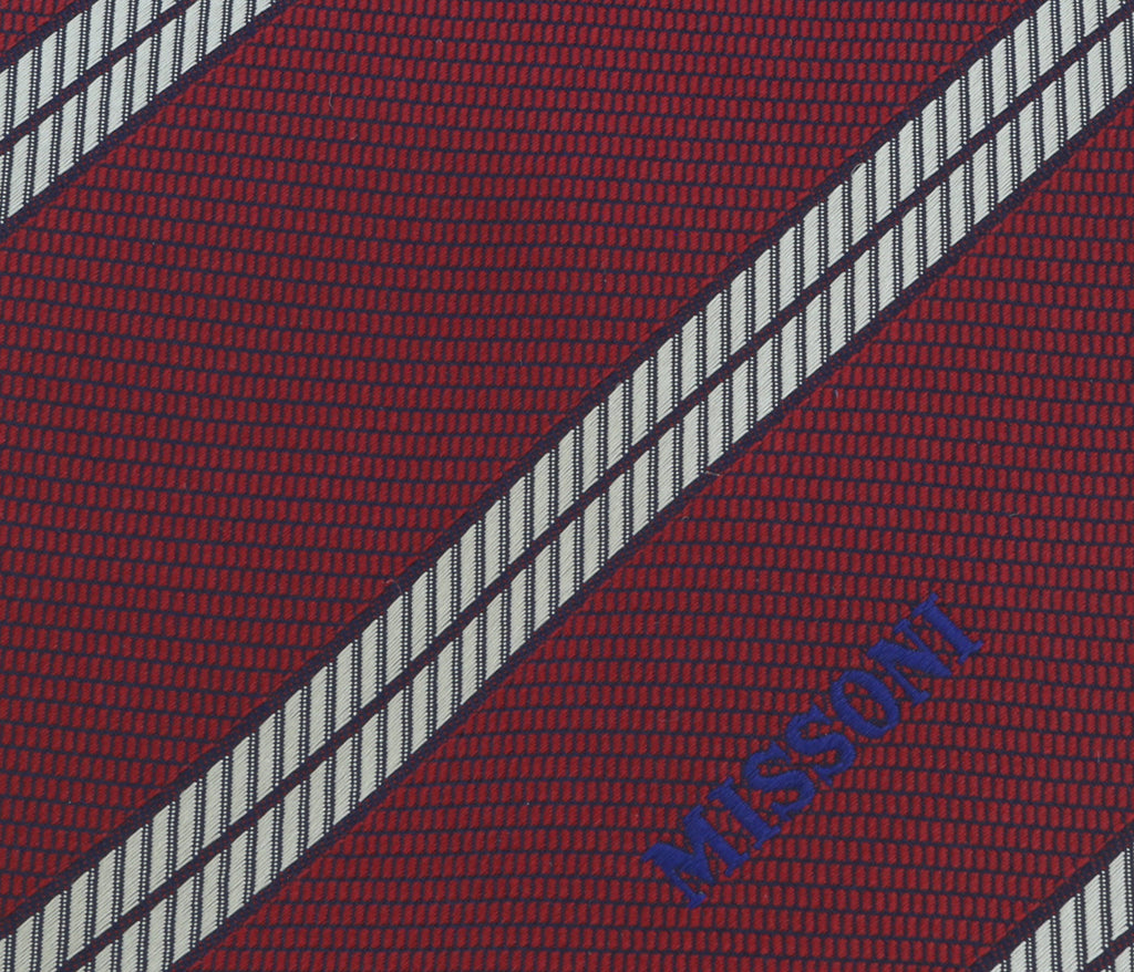 Missoni U4969 Red/Gold Regimental 100% Silk Tie
