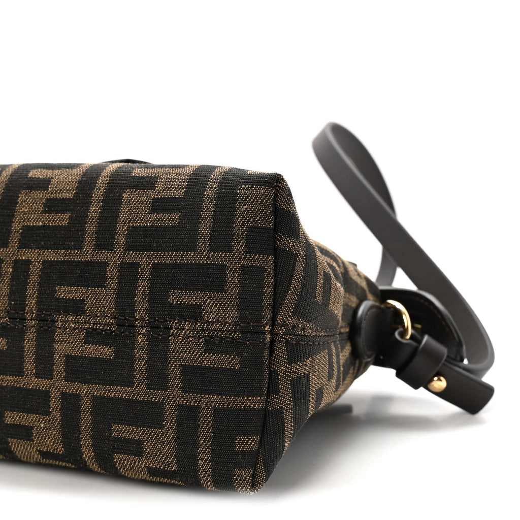 Vitello Grace Jacquard FF Mini By The Way Boston Bag Tobacco Moro Ebano