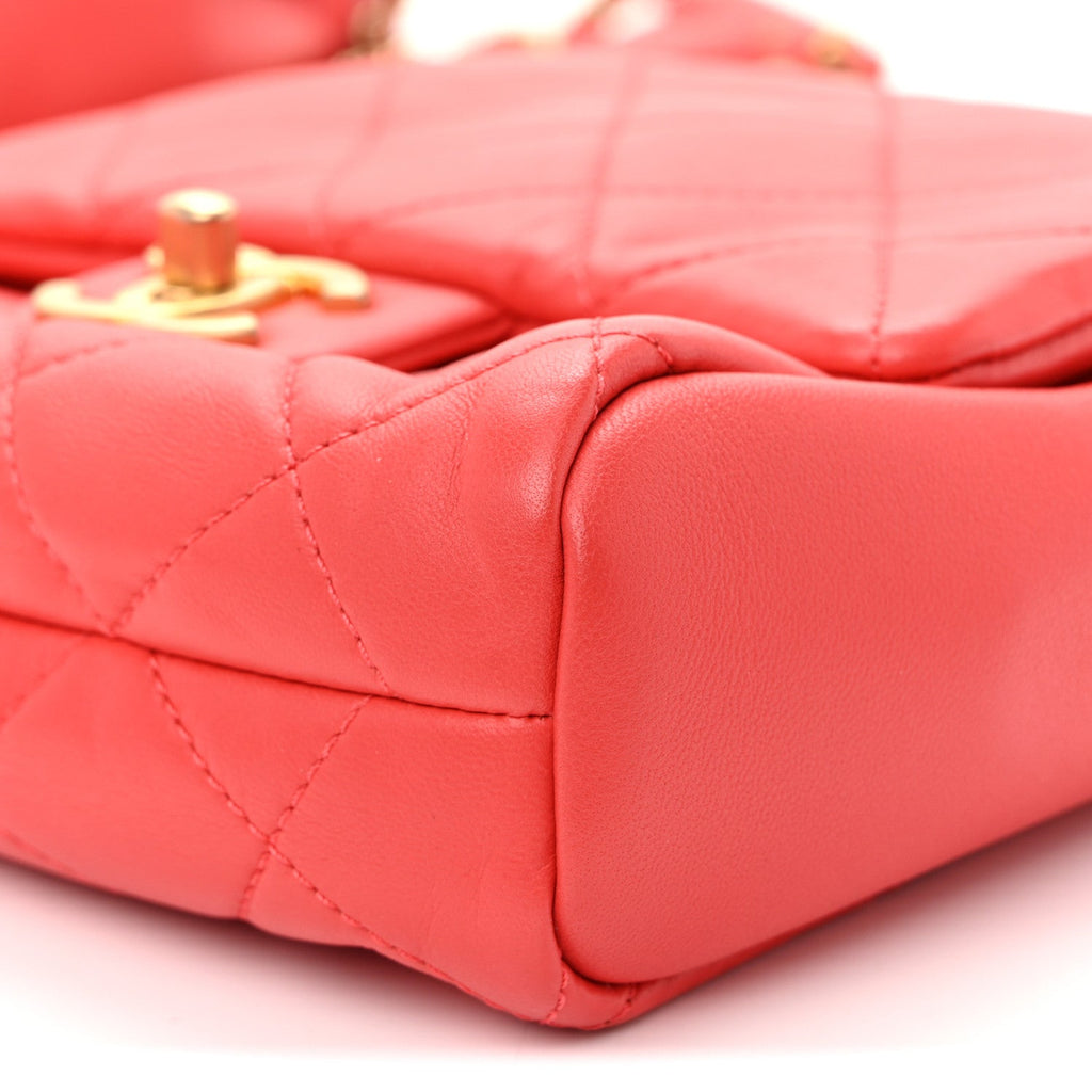 Lambskin Quilted Side-Packs Red