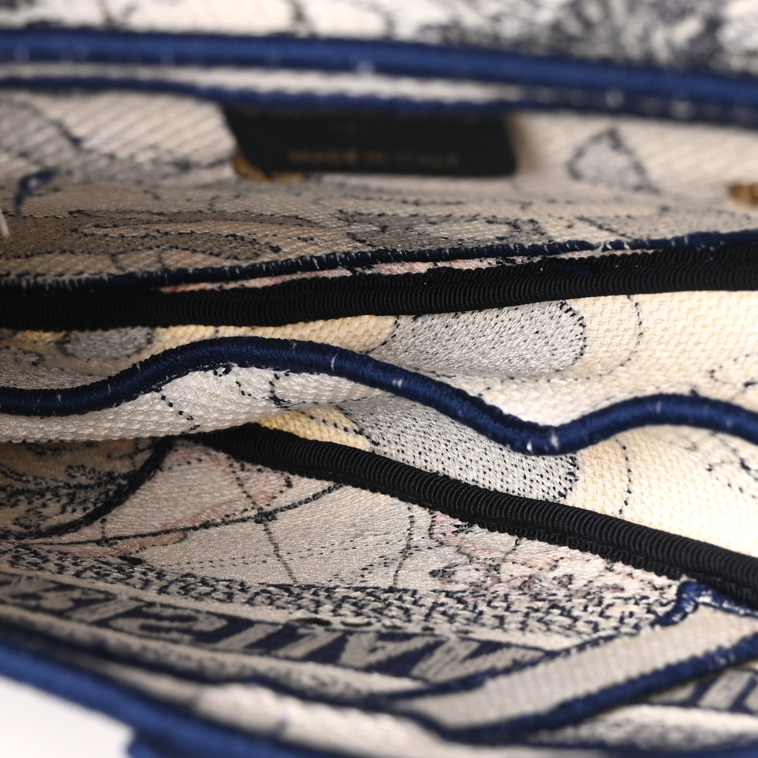 Canvas Embroidered Around the World Saddle Bag Blue
