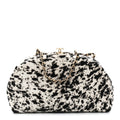 Lambskin Pony Hair Printed Clutch With Chain Black White Black White