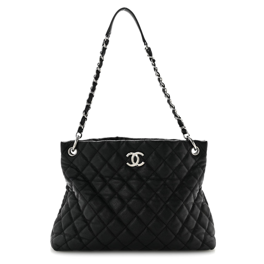 Caviar Quilted Easy Zip Tote Black