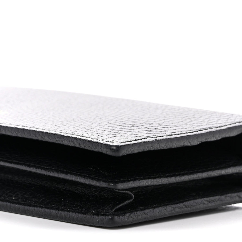 Dollar Calfskin Mini Swing Wallet Bag Black