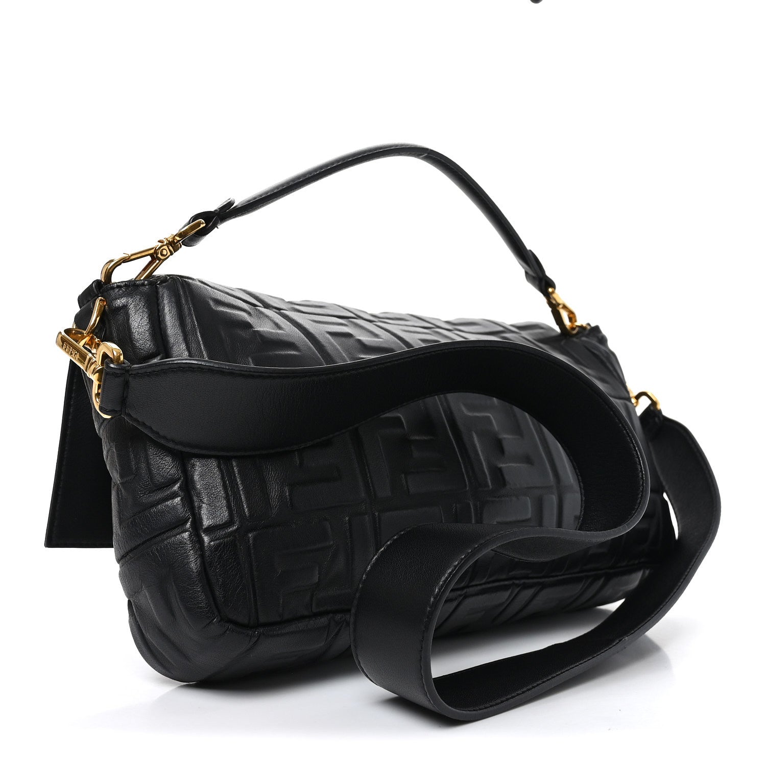 Nappa FF 1974 Embossed Large Baguette Black