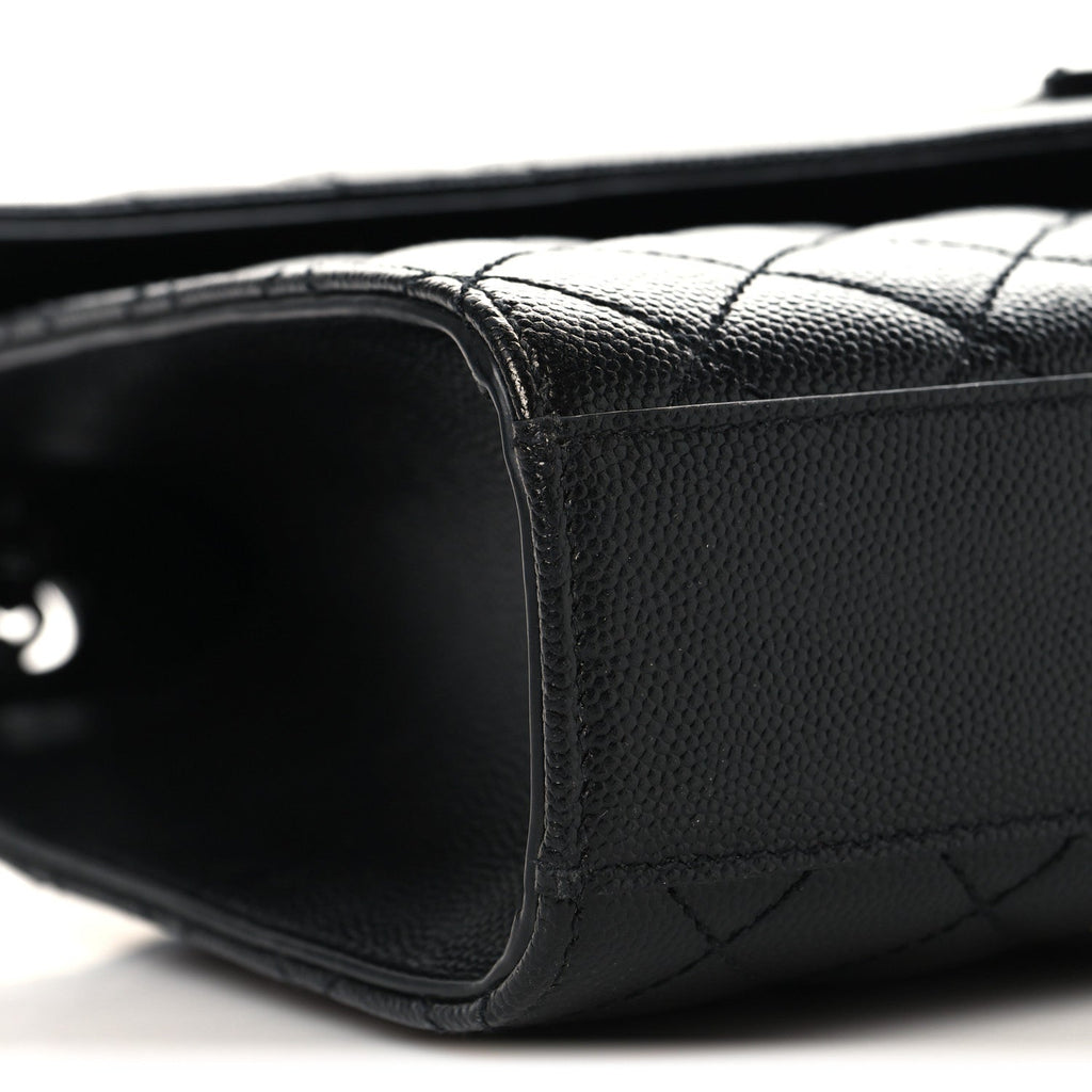 Grain De Poudre Textured Mixed Matelasse Triquilt Medium Monogram Monochrome Satchel Black