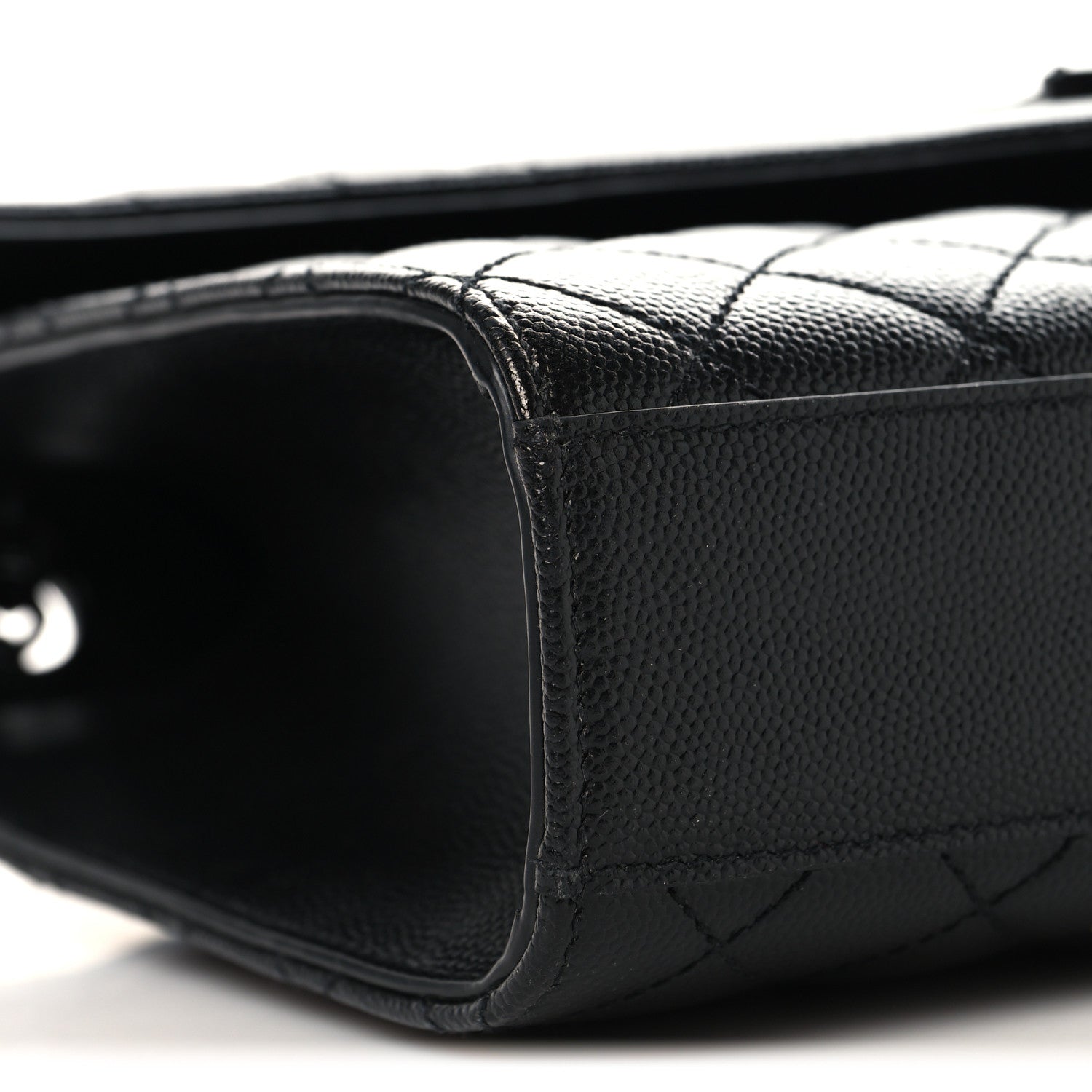 Grain De Poudre Textured Mixed Matelasse Triquilt Medium Monogram Monochrome Satchel Black